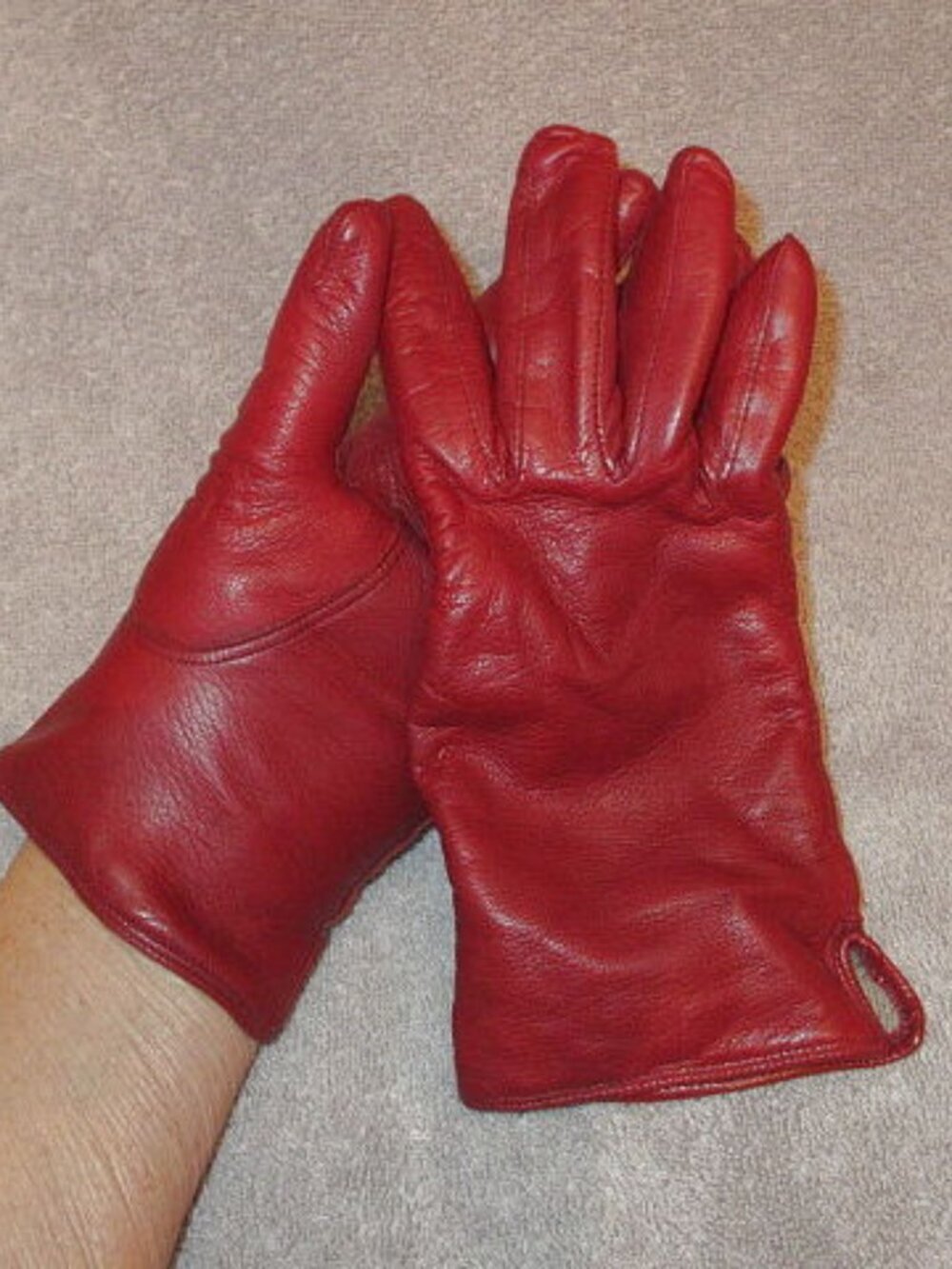 Vtg Coach Kidskin Leather Gloves Size 6 1/2 Cashmere Lined Driving Red 80s 90s